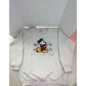 VTG Mickey Mouse Classics Sweatshirt Gray Large Walt Disney Genus Embroider 90s